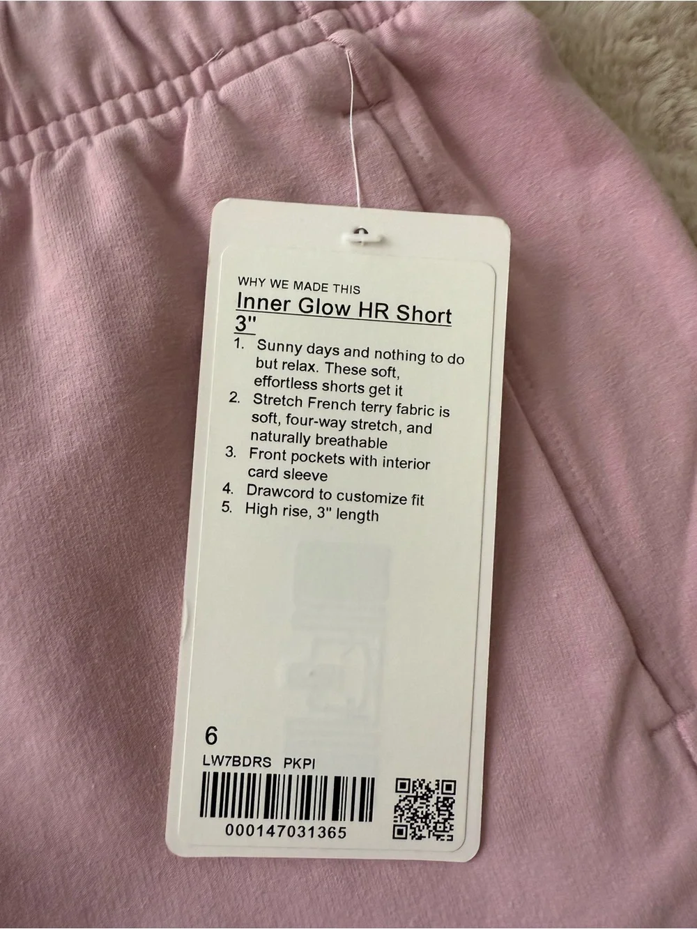 NWT Lululemon Inner Glow High-Rise Short 3” Pink Peony Size 6
